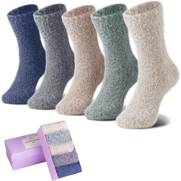 5 Pairs Women's Warm Socks Winter Fluffy Cozy Socks